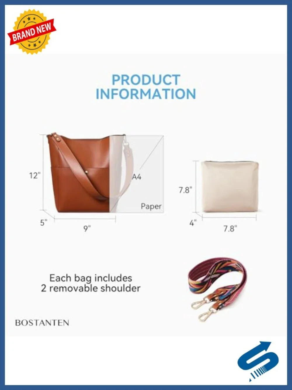Genuine Leather Cowhide Tote Bucket Bag with Shoulder Strap - Convertible